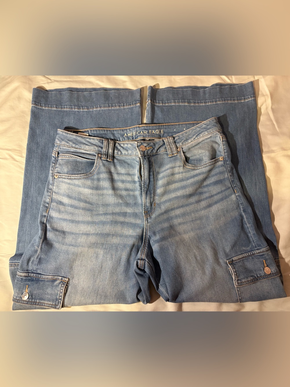 American Eagle Outfitters Light Blue Flare Wide-Leg Jeans